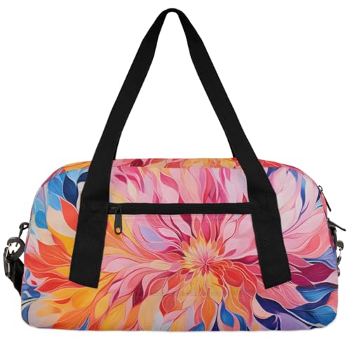 Mexican Colorful Flowers Kids Duffle Bag Boys Girls Small Sport Dance Gym Bag for Overnight Travel Weekender Carry On