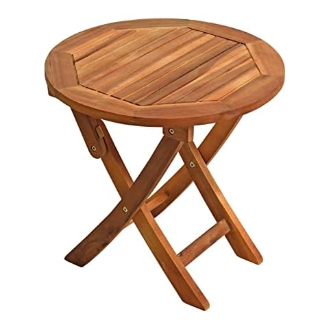 ESTEXO Gartentisch Balkontisch Beistelltisch 48 cm Rund Akazienholz Klapptisch Tisch Holztisch Cover