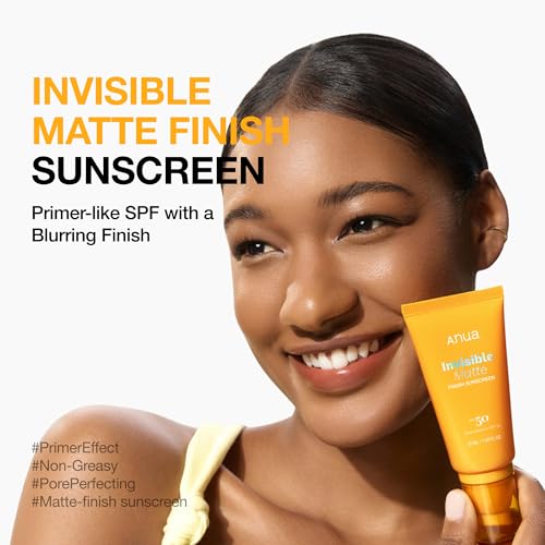 Image of Anua Invisible Matte Finish Sunscreen, Broad Spectrum SPF50, Clear Gel, Non Comedogenic UV Filters, All Skin Types, Lightweight Poreless Primer, Korean Skincare, 1.69 fl. oz