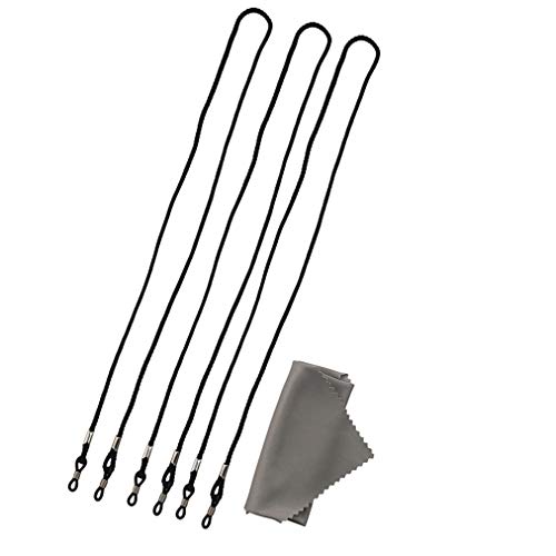 4 Pack | 3x Eyeglasses Cord & 1x Microfibre Cleaning Cloth | Lightweight Glasses Neck Cord, Eyeglass Cords Chain String For Eyeglasses Specs. Spectacles Straps Lanyard Eyewear Strap for Men & Women