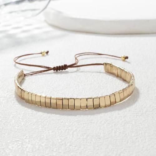 Image of KELITCH Colorful Tila Beaded Bracelets Women Strand Friendship Bracelet Handmade New Link Cuff Bracelets