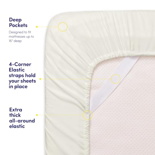 Image of 1500 Supreme Collection Extra Soft Split King Sheets Set, Ivory - Luxury Bed Sheets Set with Deep Pocket Wrinkle Free Bedding, Over 40 Colors, Split King Size, Ivory