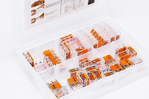 WAGO 221 Lever-Nuts 35pc Wire Connector Assortment with Case. Includes (20x) 221-412, (10x) 221-413, (5X) 221-415