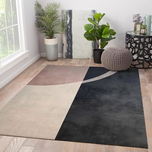 Tapis de chambre garçon résistant et doux géométrie noire - 4