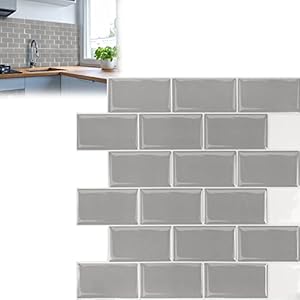 YRHome 10 vellen 3D-plaktegels, tegelstickers, zelfklevende keukentegelstickers, grijs, backsplash-tegels, 30 x 30 cm, waterdicht, metro tegelfolie, tegeldecoratie, badkamer