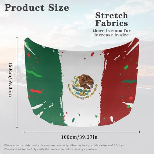 Image of Mexican Flag Style Car Hood Cover Protector Stretchable Car Hood Wrap Blankets Mexican Independence Day Decorations Automotive Exterior Accessories for Compact SUV Sedans Trucks Pickup