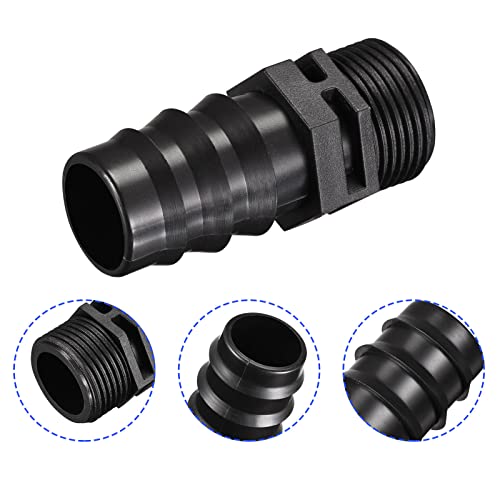M METERXITY 10 Pack Tee Barb Fittings - 19.5mm Barbed Tee Hose Fitting 3 Way Connectors Apply to Garden, Black(G3/4 Male Thread) - Image 4