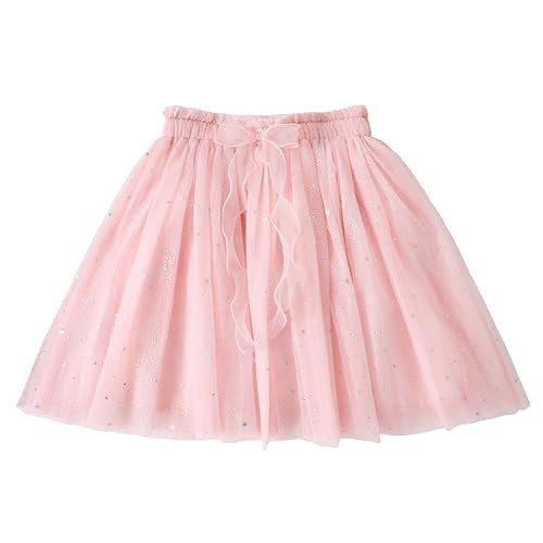 Jastore Girls Sweet Layered Sequins Tutu Skirt Bowknot Party Birthday Dance Princess Skirt (US Age 8 Years 11 Years Pink)