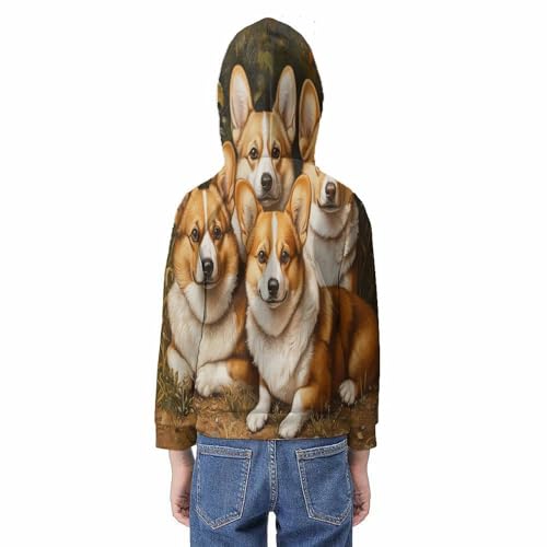Pull motif corgi imprimé 3D avec capuche pour ado fille et garçon - 6