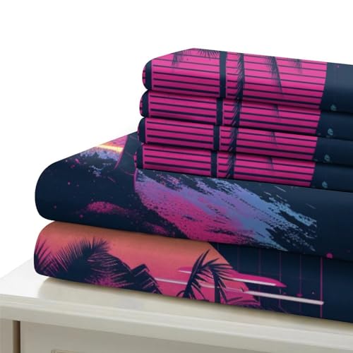 Housse de couette microfibre Île Coco pour lit ado 200x200cm facile à laver