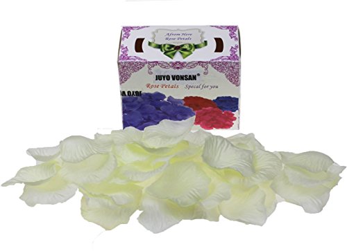 JUYO VONSAN 1000pc Artificial Rose Petals Wedding Flowers Favors for You Special Wedding (Ivory)