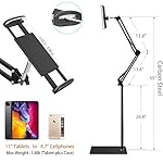 Tablet Floor Stand, Overhead Bed Phone Stand Angle Height Adjustable Holder, Universal Floor Stand Compatible with iPhone iPad Pro Air Mini, Samsung Tab, Kindle, E-Readers… - Image 3