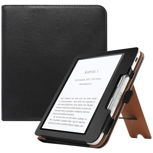 【Funzione Sleep/Wake automatica 】-Magneticclosure mantiene stretto e consente di svegliare automaticamente o mettere a riposo il tuo eReader Kobo Libra Colour semplicemente aprendo o chiudendo la custodia, che è facile da usare. La chiusura magnetica assicura che la copertura sia chiusa in modo sicuro, protegge il dispositivo.