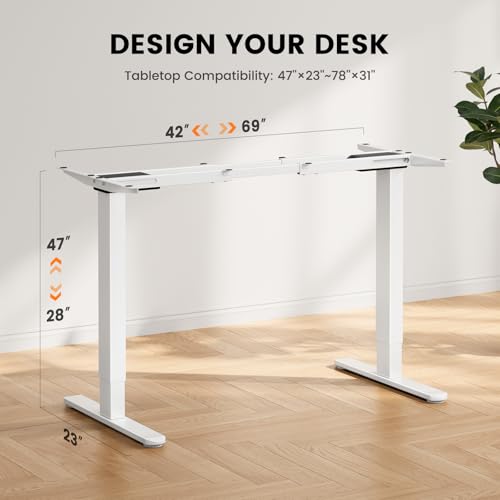 Image of ErGear Dual Motor Standing Desk Frame, Electric Adjustable Legs Compatible Desktop Size 44″-90″, 264 lbs Weight Capacity, 4 Memory Height Settings Stand up Desks Base, White Frame Only