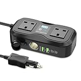 AUCARAUTO 7 in 1 Multi Car Power Inverter 200W 12V to 240V Voltage Converter with LED Voltmeter, 4-Port PD/QC3.0 USB Charge, 3-Pin Sockets and Cigarette Lighter Splitter, USB C Car Charger for Laptop