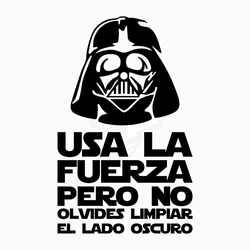 Vinilo decorativo pegatina WC pack para el baño de Darth Vader, frase Usa la Fuerza COLOR NEGRO +...