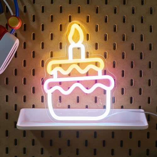 Image of Cusgazy LED Neon Cake Cute Neon Sign, USB Powered Neon Signs Night Light, 3D Wall Art & Game room Bedroom Living Room party Decor lamp for Children Kids Girls Boys, 8.86x6.5x0.39 inch