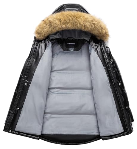 Image of Boy's Winter Coat Waterproof Kids Puffer Jacket Thicken Parka Fleece Lined Bubble Ski Snow Outerwear with Fur Hood