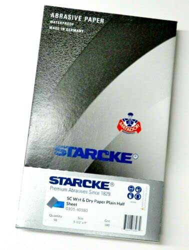 Matador Abrasive Wet or Dry Sandpaper 50 Sheet 180 Grit 5-1/2" x 9" Silicon Carbide Made in Germany