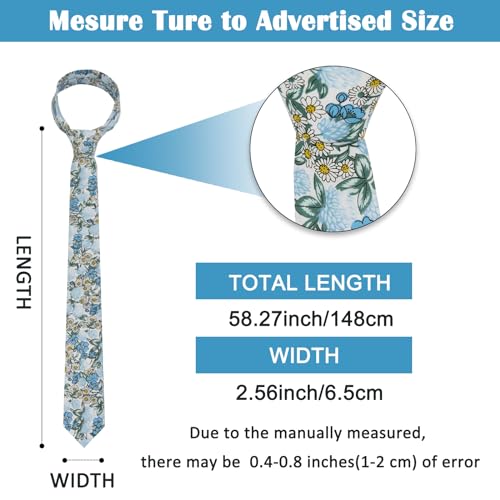 Image of Mantieqingway Men's Cotton Floral Neck Tie 2.56'' Printed Skinny Tie