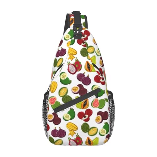 Sac à bandoulière imprimé fruits exotiques noir - Sac de voyage décontracté mixte