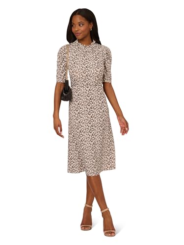 Image of Adrianna Papell Women's Ruffle Neck Short Sleeve Dress