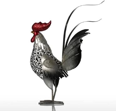 Carved Iron Rooster Metal Sculpture Home Decor Animal Craft Iron Art Gift