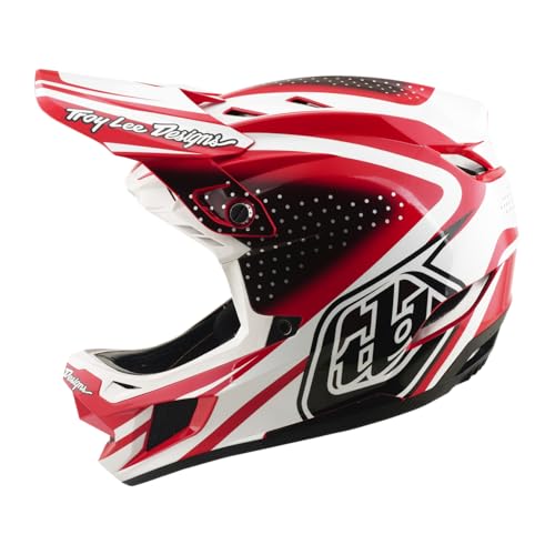 Troy Lee Designs D4 Polyacrylite Adult Mountain Bicycle Downhill, BMX, MTB Helmet W/MIPS, The Line Fire/White, Medium