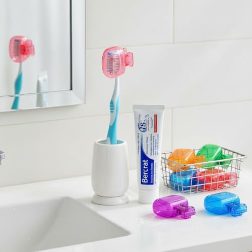 Image of Oblivion Toothbrush Holder - Plastic Anti-Bacterial Travel Protectors for Oral Care - Portable Brush Holder for Bathroom Wall, Trip & Travel - Multicolor Toothbrush Case Box & Cover (Set of 6)