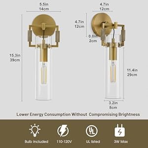 Modern gold glass wall sconces15 knurled brass sconce bathroom wall sconce gold bathroom vanity lights for living room bedrooms fireplace staircasesbathroom include bulb  urban country home decor