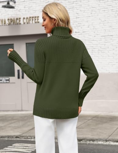 Zeagoo Green Turtleneck Sweater 2026 Fall Winter Knitted Outfits for Women - image 3