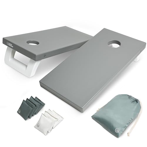 Coast Modern All Weather Cornhole Board Set - 4 x 2 ft Regulation Size - Premium Outdoor Game for Adults & Family - Gray