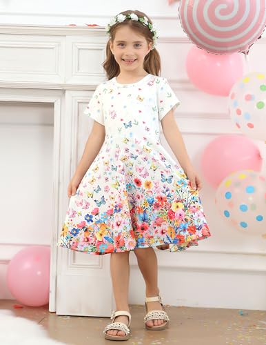 ALISISTER Girls Dresses Little Kids Short Sleeve Casual Dress for 4-9 Years2