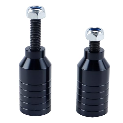 Orivin 2 Stück Pro Stunt-Scooter Pegs – Regenbogenschwarzes Aluminium mit 12,9-Stufenachse und Befestigungsmutter für 5050s Grinds (Schwarz)