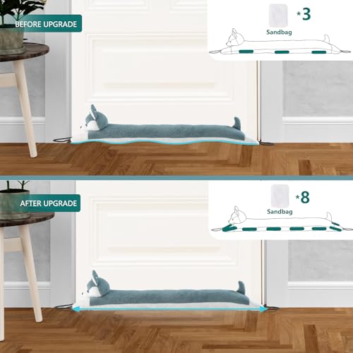 Image of Marwood Under Door Draft Stopper Decorative Wind Stopper 42 inch for Door & Window, Weighted Animal Air Draft Stopper Snake Noise Blocker for Bottom of Door with Hanging Loops - Husky