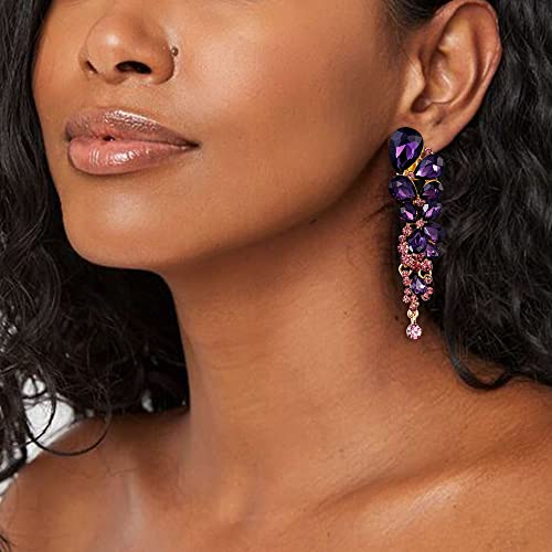 EVER FAITH Women's Austrian Crystal Gorgeous Tear Drops Wedding Dangle Clip-on Earrings2