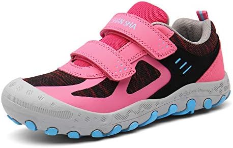 Mishansha Boys Girls Hiking Shoes Mesh Knit Low Top Sneakers Outdoor Trekking Walking Climbing Running Rose Big Kid 4.5