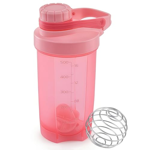 AuraFusion Shaker Shaker Botella Mezcladora de Proteínas 400ML para Deportistas Aficionados al Fitness Estudiantes para Gimnasio Entrenamiento Viajes Vaso para Batidos de Proteínas Shaker Rosa