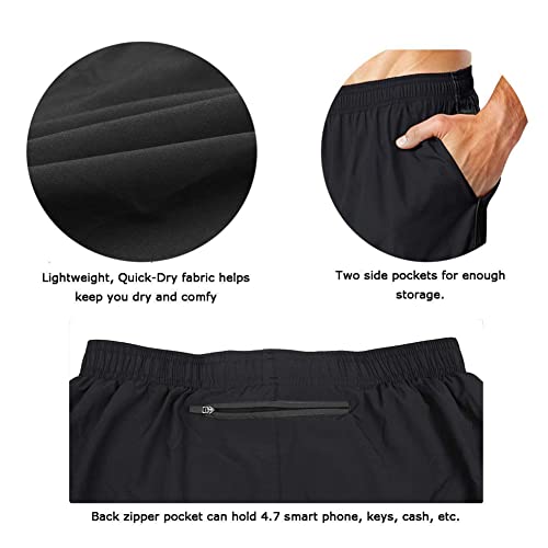 Image of EZRUN Men's 5 Inches Running Workout Shorts Quick Dry Lightweight Athletic Shorts with Liner Zipper Pockets