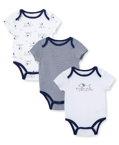 Image of Little Me Clothes for Baby 3-Pack 100% Cotton Scratch Free Tag Bodysuits, Newborn to 9 Months
