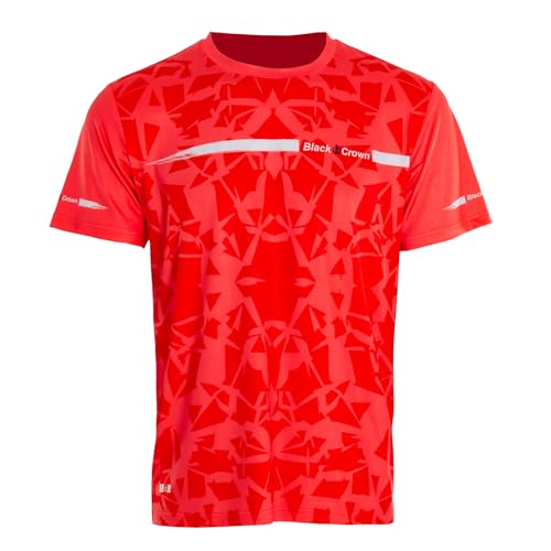 Black Crown - Camiseta para Hombre de Pádel Atlanta - Poliéster y Elastano - Manga Corta - Deporte - Ligereza, Movilidad y Comodidad - Transpirable (FR/ES, Letras, L, Regular, Regular, Coral)