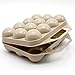 CABLEPELADO - Huevera de plastico para 12 huevos con tapa - caja huevos - cesta transporte - cierre por click - asa transporte - egg box - libre BPA - color beige