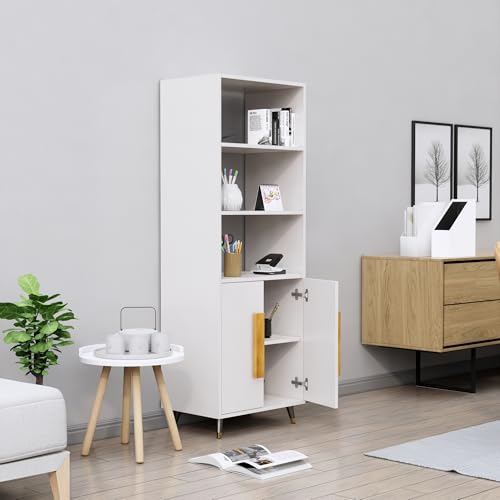 Image of Bniture Book Shelf Wooden | Engineered Wood Bookshelf for Home with 2 Door & 3 Shelf | Multipurpose Open Book Shelf Stand for Library, Study Room & Living Room | Frosty White