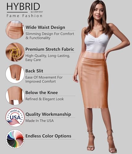 Image of Hybrid & Company Women's Scuba Pencil Skirt | Scuba stretch fabric, sleek tailored design, comfortable fit, suitable for office, meetings, and professional settings