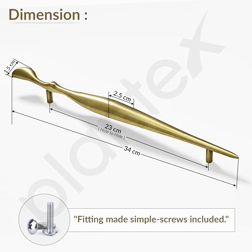 Image of Plantex Cabinet Handle /Kitchen Cabinet Door Handle /Wardrobe /224 mm Cupboard Handle /Door Pull-Push Handle for Home /Office - Pack of 2 (Brass Antique)