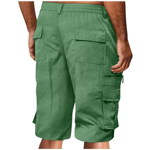 Image of Cargo Shorts for Men,Summer Casual Elastic Waist Big Tall Baggy Shorts Lightweight Hiking Short with Multi Pockets