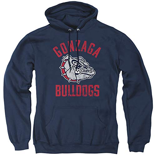 Gonzaga University Official Bulldogs Logo Unisex Adult Pull-Over Hoodie Navy Large