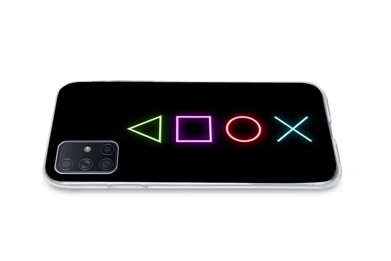 MuchoWow Funda para Samsung Galaxy A51 - Gaming - Neón - Consola - Negro - Mando - Gaming - Funda de Silicona/Funda Blanda para teléfono móvil