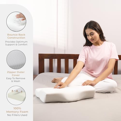 MY ARMOR Cool Gel Cervical Pillow for Neck Pain, Orthopedic Memory Foam Pillow for Sleeping, Neck Support Contour Pillow for Shoulder Pain, 20 x 12 x 4 Inches, Pack of 1