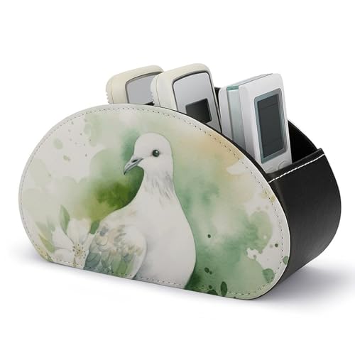 Support de télécommande à 5 compartiments en cuir synthétique noir pour bureau et salon - 2